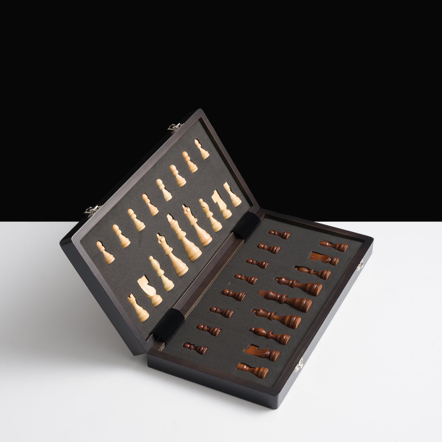 38cm Magnetic Wooden Chess Set - Ebony & Maple