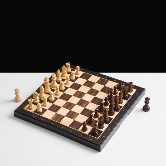 33cm Magnetic Wooden Chess Set - Ebony & Maple