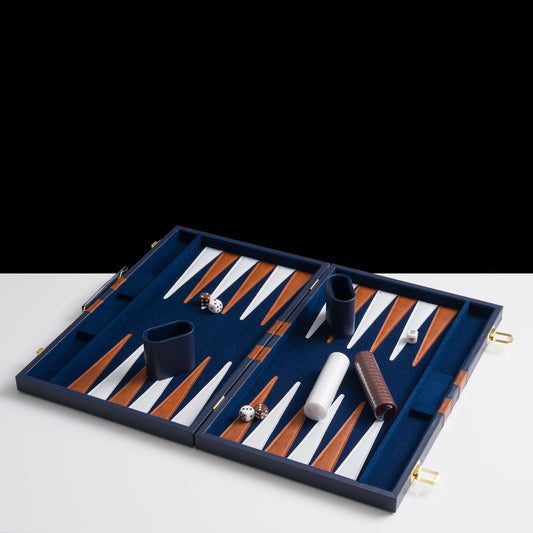 45cm/18inch Leather Backgammon Set - Ocean Blue
