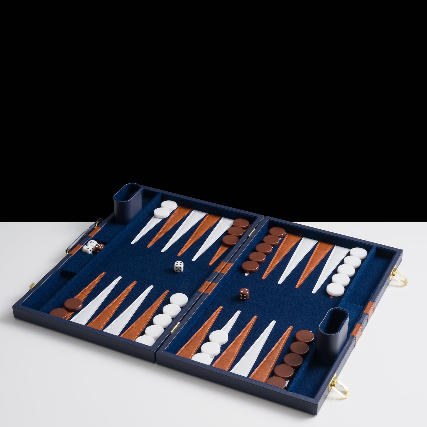 45cm/18inch Leather Backgammon Set - Ocean Blue