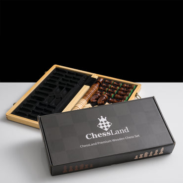 ChessLand Premium 38cm Magnetic Wooden Chess Set with Checkers