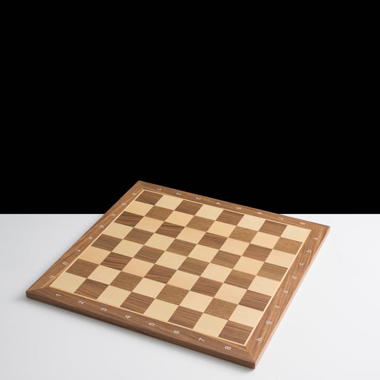 50cm Walnut Wooden Chess Board - With Letters & Numbers