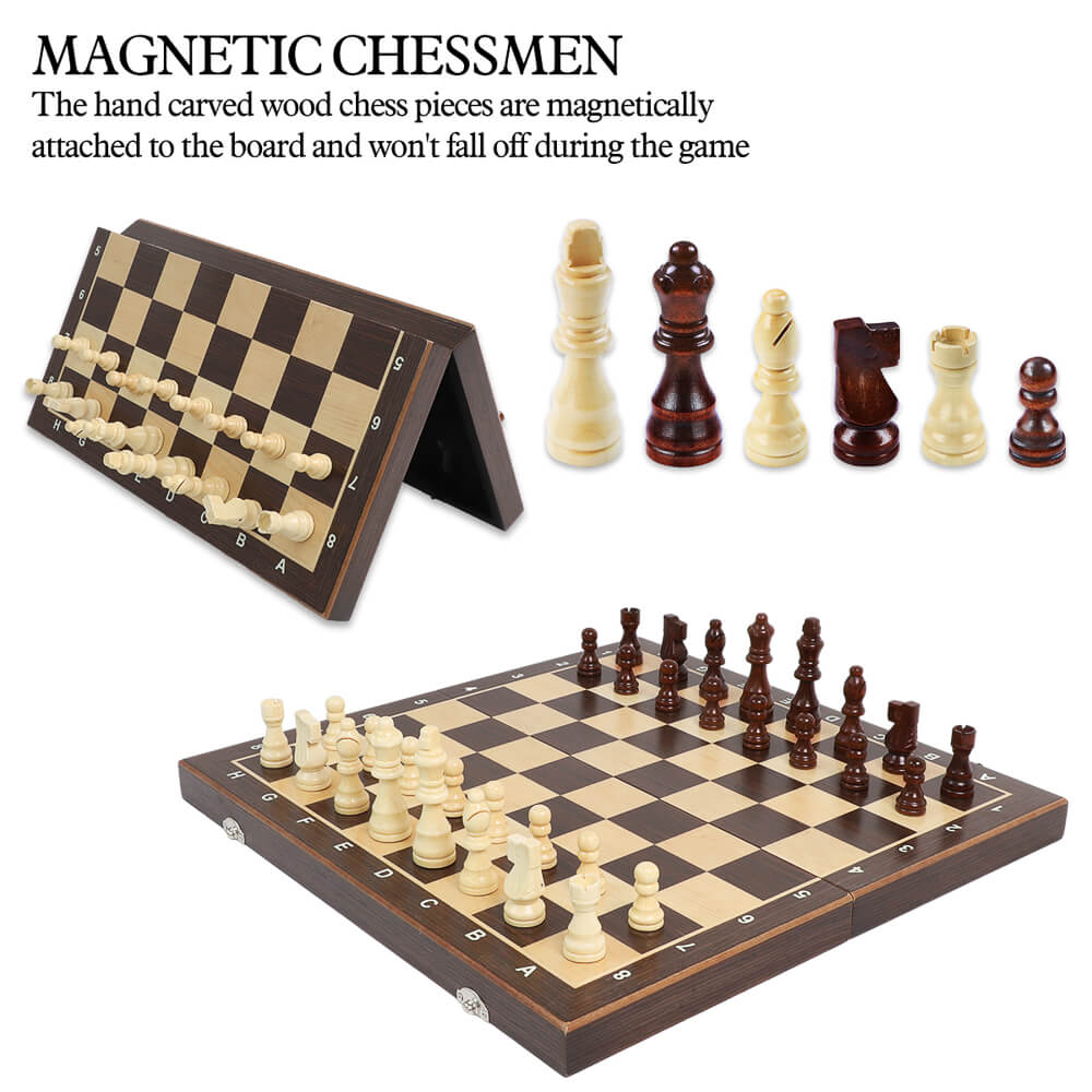 38cm Magnetic Wooden Chess Set - Ebony & Maple