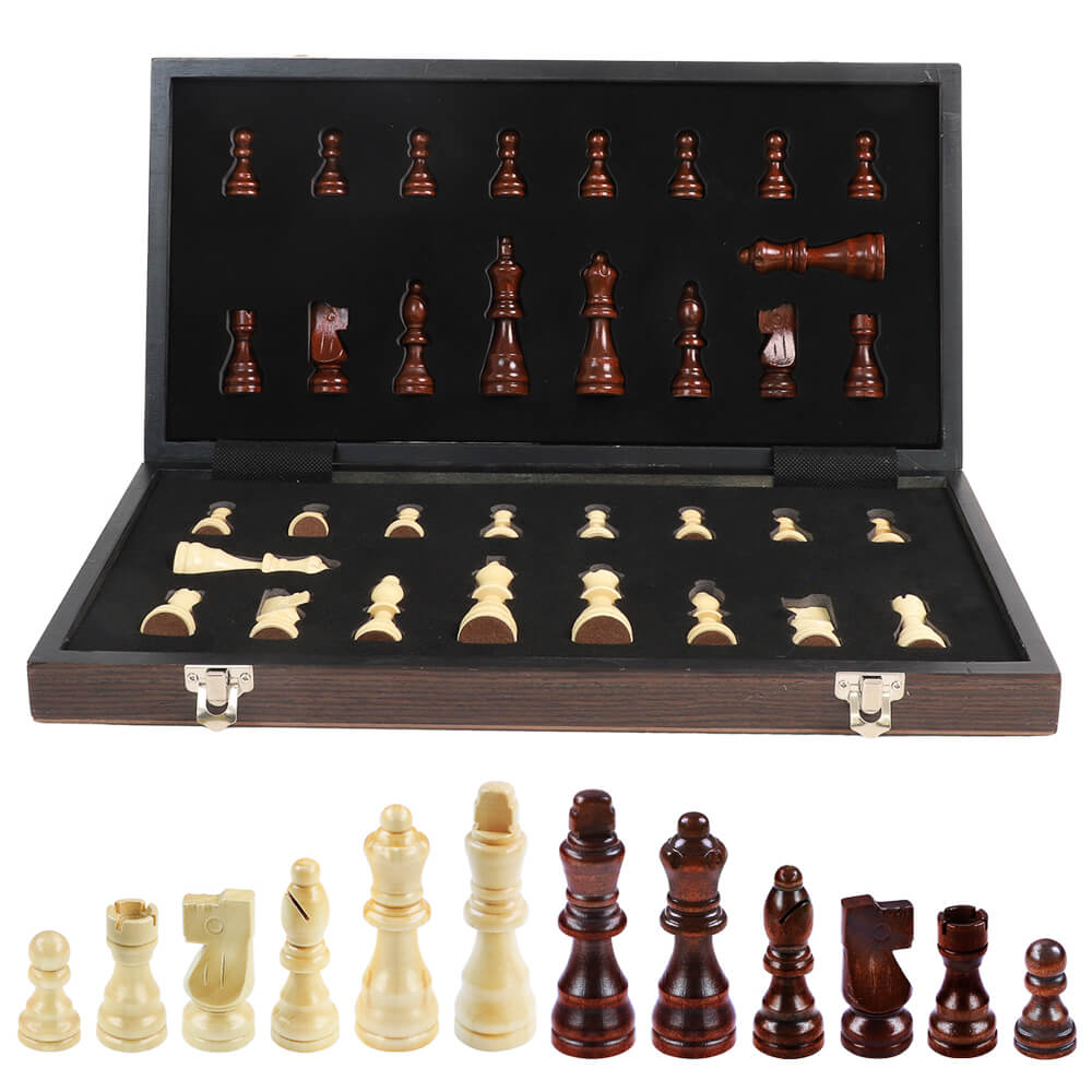 38cm Magnetic Wooden Chess Set - Ebony & Maple