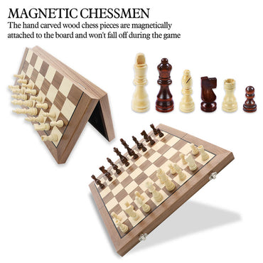 38cm Magnetic Wooden Chess Set - Walnut & Maple