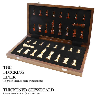 38cm Magnetic Wooden Chess Set - Walnut & Maple