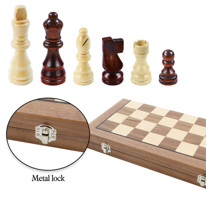 38cm Magnetic Wooden Chess Set - Walnut & Maple