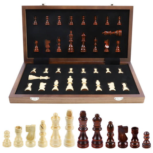 38cm Magnetic Wooden Chess Set - Walnut & Maple