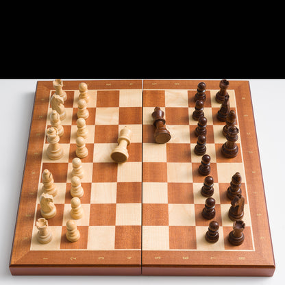 33cm Magnetic Wooden Chess Set - Sapele & Beech