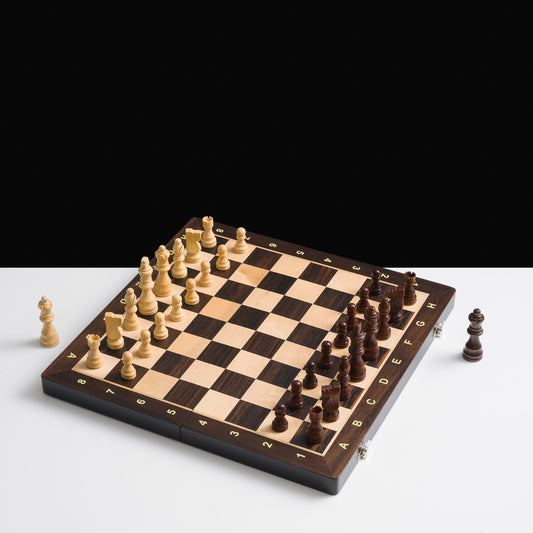 38cm Magnetic Wooden Chess Set - Ebony & Maple