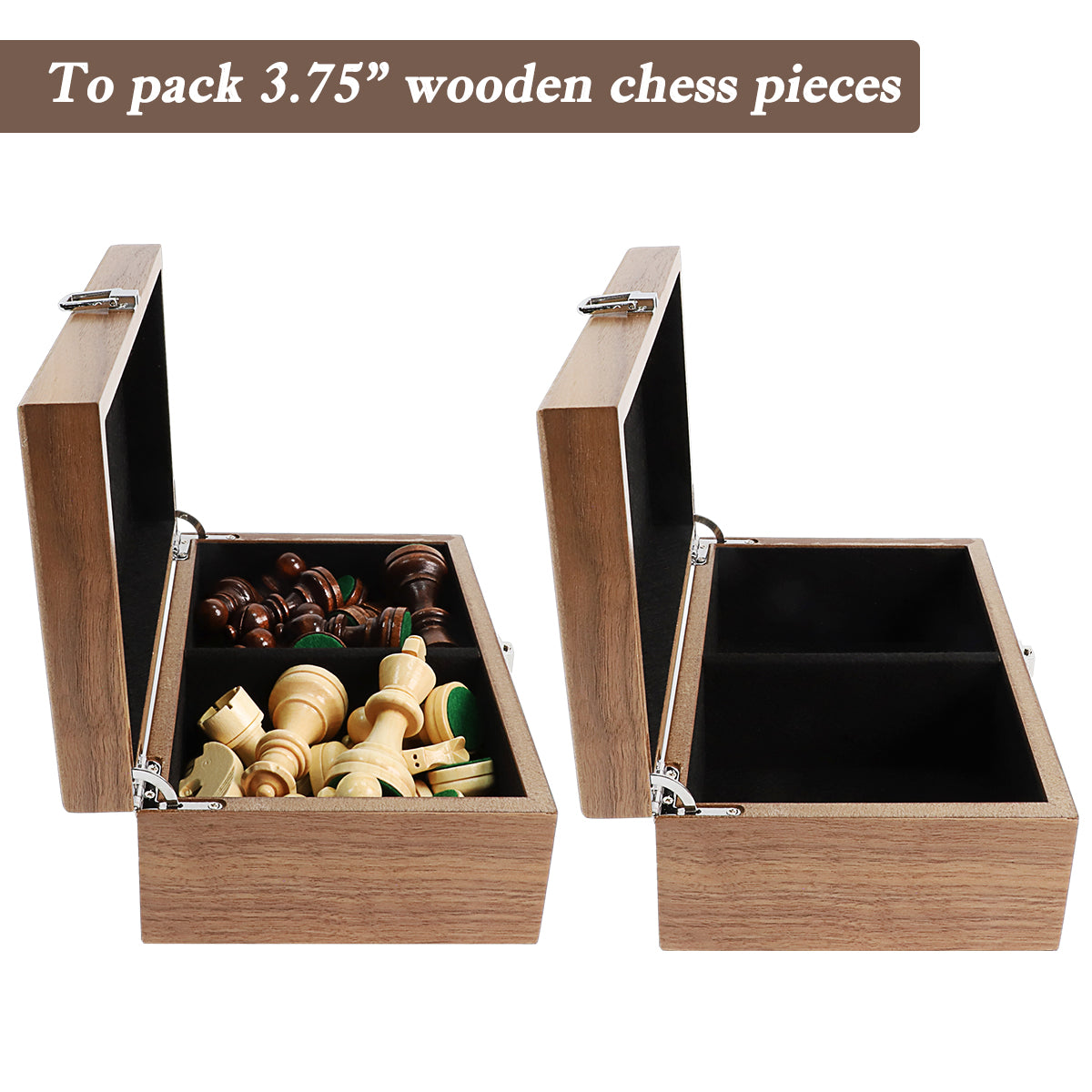 Wooden Chess Pieces Storage - Walnut