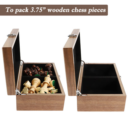 Wooden Chess Pieces Storage - Walnut