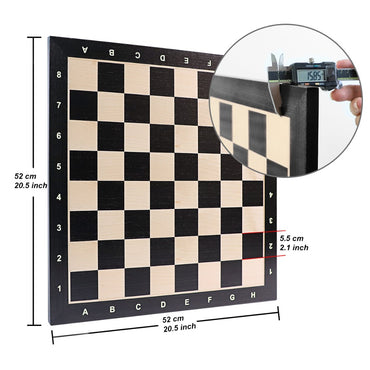 50cm Ebony Wooden Chess Board - With Letters & Numbers