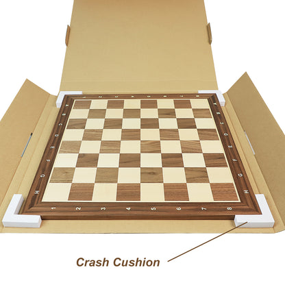 50cm Walnut Wooden Chess Board - With Letters & Numbers