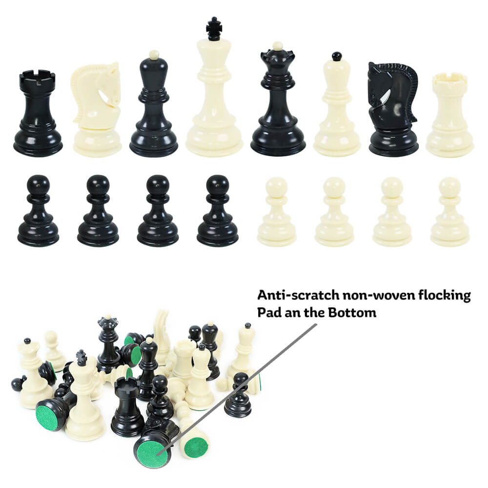 Black & White Chess Pieces - Zagreb Style - King Height 95mm