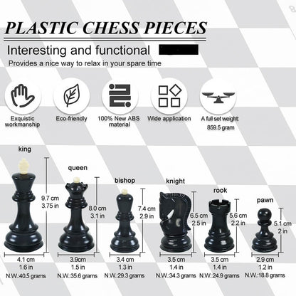 Black & White Chess Pieces - Zagreb Style - King Height 95mm