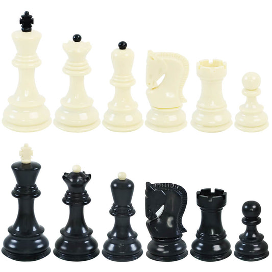 Black & White Chess Pieces - Zagreb Style - King Height 95mm