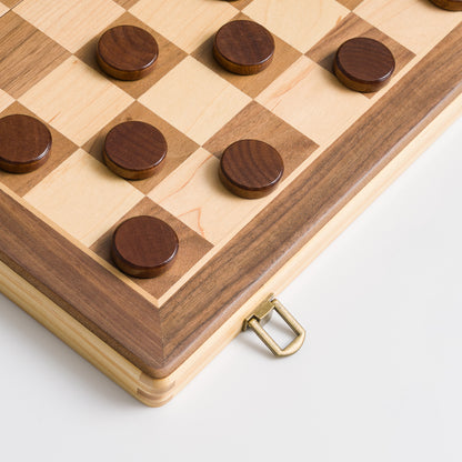 ChessLand Premium 38cm Magnetic Wooden Chess Set with Checkers