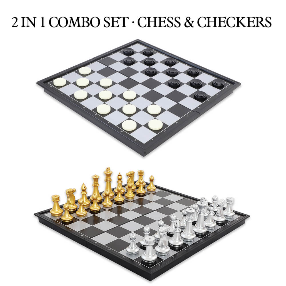 Gold & Silver Folding Magnetic Chess Set