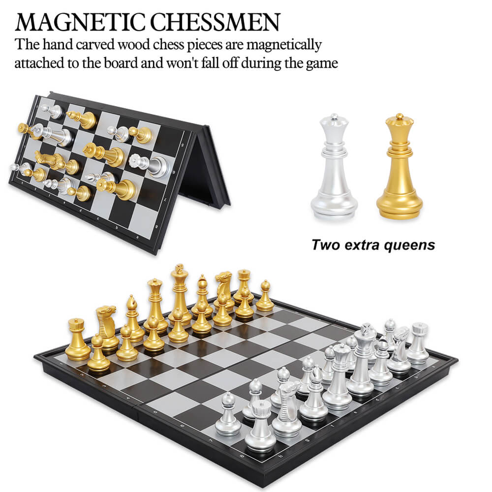 Gold & Silver Folding Magnetic Chess Set