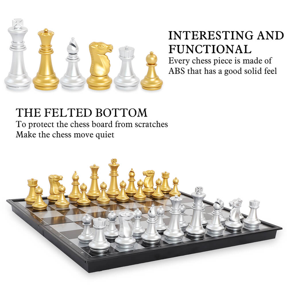 Gold & Silver Folding Magnetic Chess Set