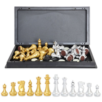 Gold & Silver Folding Magnetic Chess Set