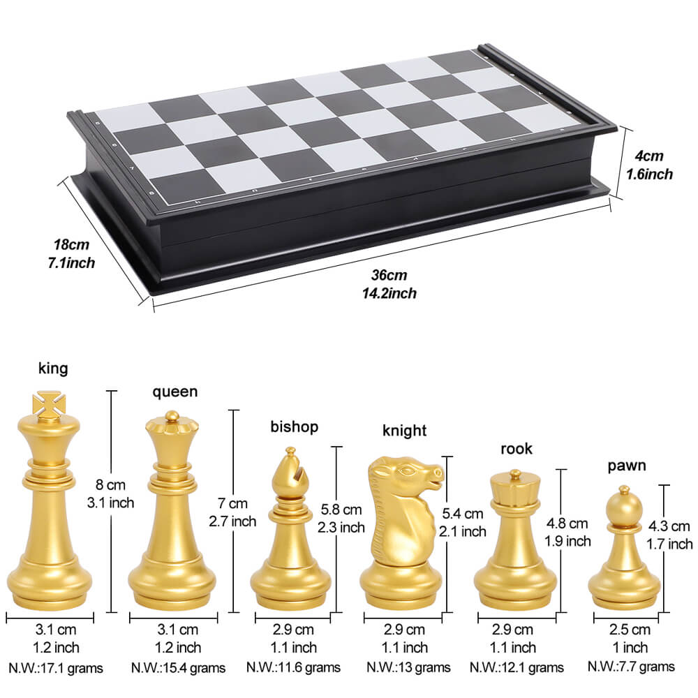 Gold & Silver Folding Magnetic Chess Set