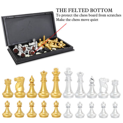 Gold & Silver Folding Magnetic Chess Set