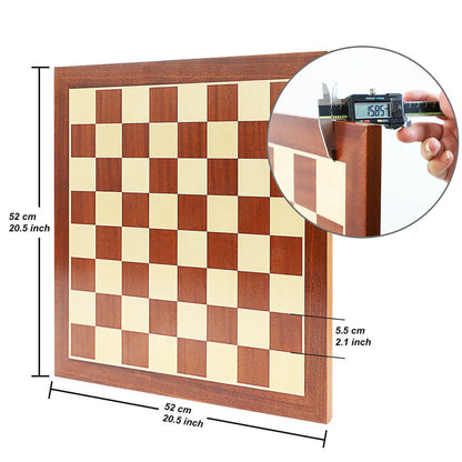 50cm Sapele Wooden Chess Board - With Letters & Numbers