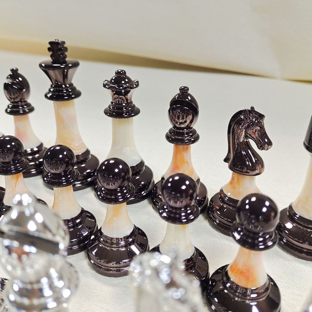 Metal-Ceramic Composite Chess Pieces - Modern Style - King Height 95mm