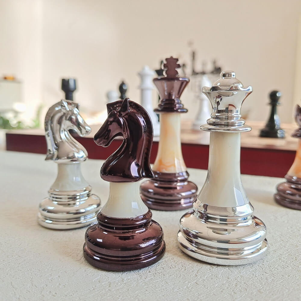 Metal-Ceramic Composite Chess Pieces - Modern Style - King Height 95mm