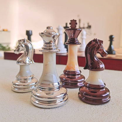 Metal-Ceramic Composite Chess Pieces - Modern Style - King Height 95mm