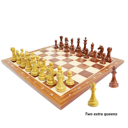 Wooden Coloured & Quadruple Weighted Chess Pieces - King Height 110mm