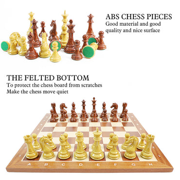 Wooden Coloured & Quadruple Weighted Chess Pieces - King Height 110mm