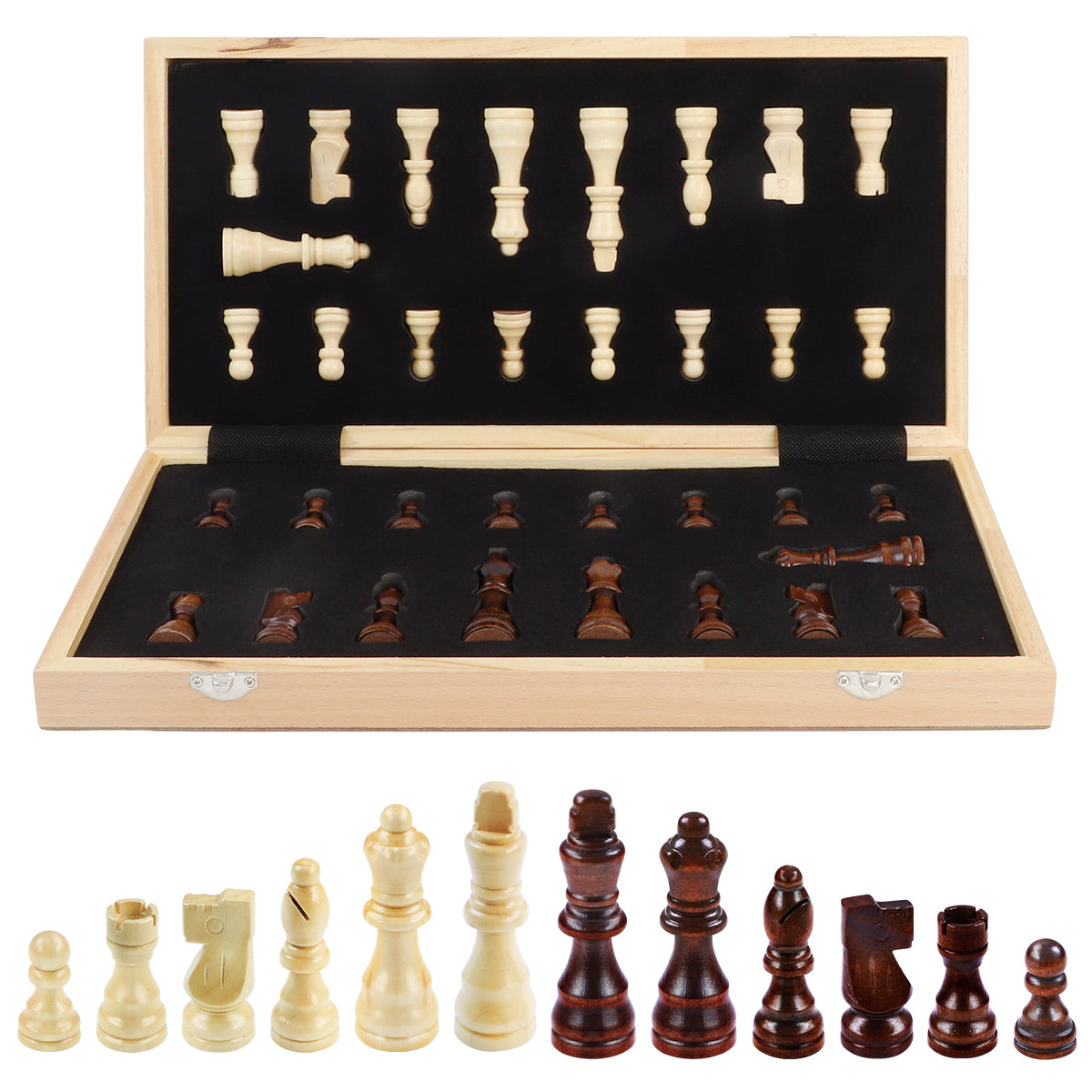 38cm Magnetic Wooden Chess Set - Sapele & Beech