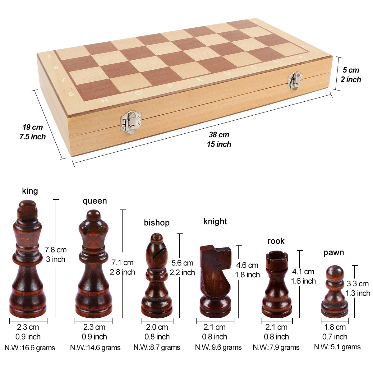 38cm Magnetic Wooden Chess Set - Sapele & Beech