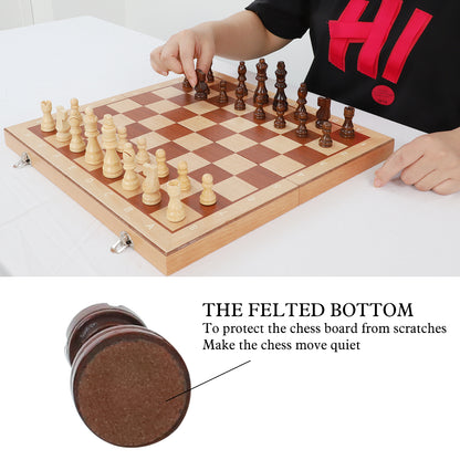 38cm Magnetic Wooden Chess Set - Sapele & Beech