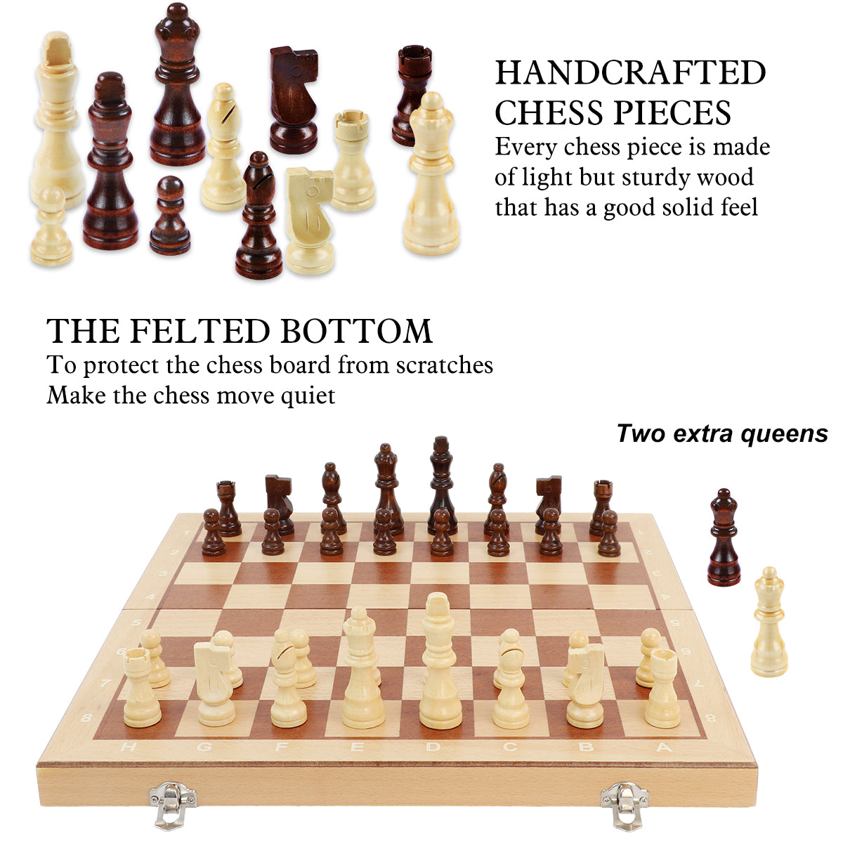 38cm Magnetic Wooden Chess Set - Sapele & Beech