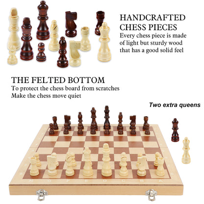 38cm Magnetic Wooden Chess Set - Sapele & Beech