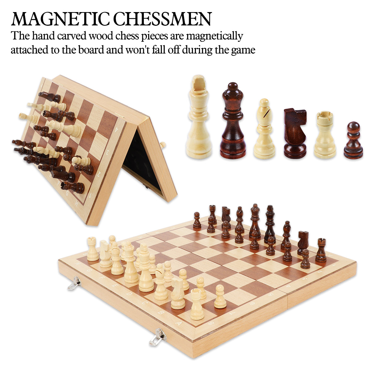 38cm Magnetic Wooden Chess Set - Sapele & Beech