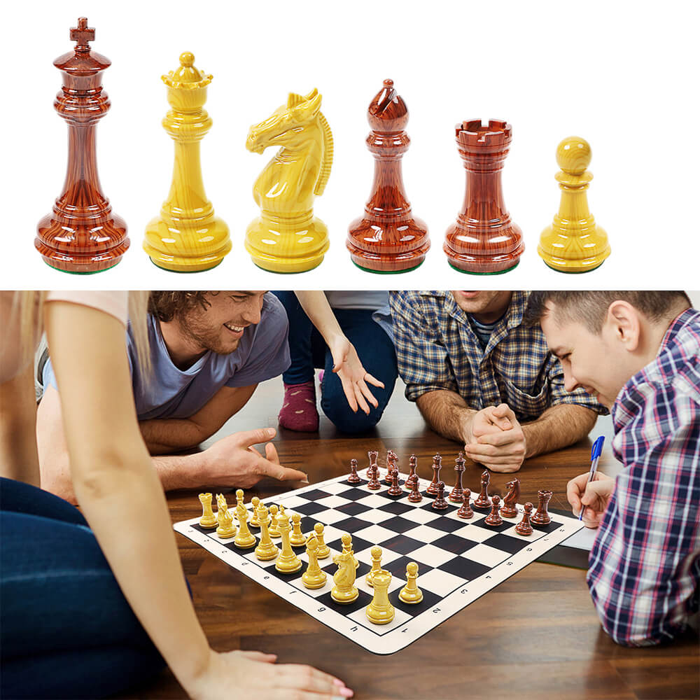 Wooden Coloured Chess Pieces - King Height 95mm