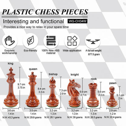 Wooden Coloured Chess Pieces - King Height 95mm