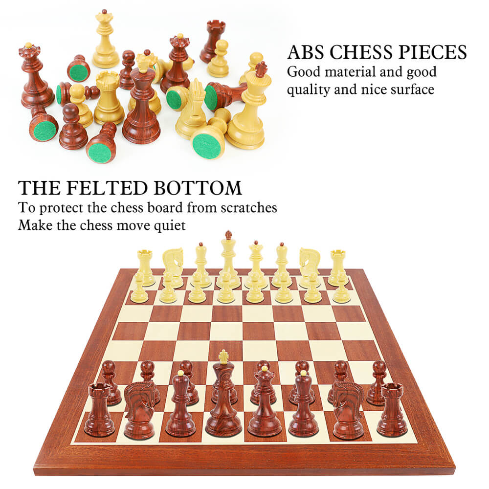 Wooden Coloured Chess Pieces - Zagreb Style - King Height 95mm