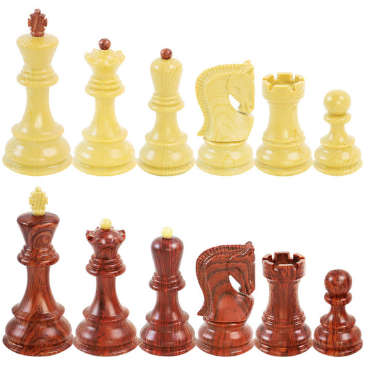 Wooden Coloured Chess Pieces - Zagreb Style - King Height 95mm